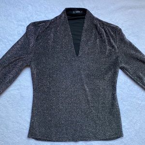 SHEIN Black & Silver Blouse Size LARGE